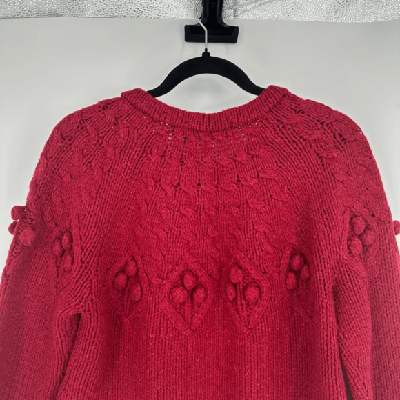 Nua Womens M Cardigan Sweater Merino Wool Silk Bubble Knit Red Ireland Fairy - Picture 10 of 13